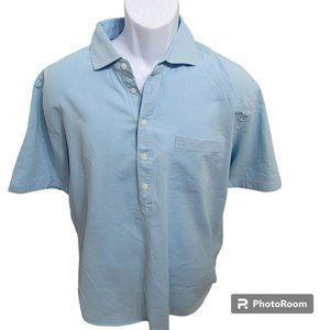 True Measure Tunic Shirt, Men L, Blue, Linen/Cotton Blend, Short Sleeve, EUC